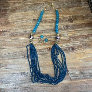 Beaded Floral Necklace and Earring Set